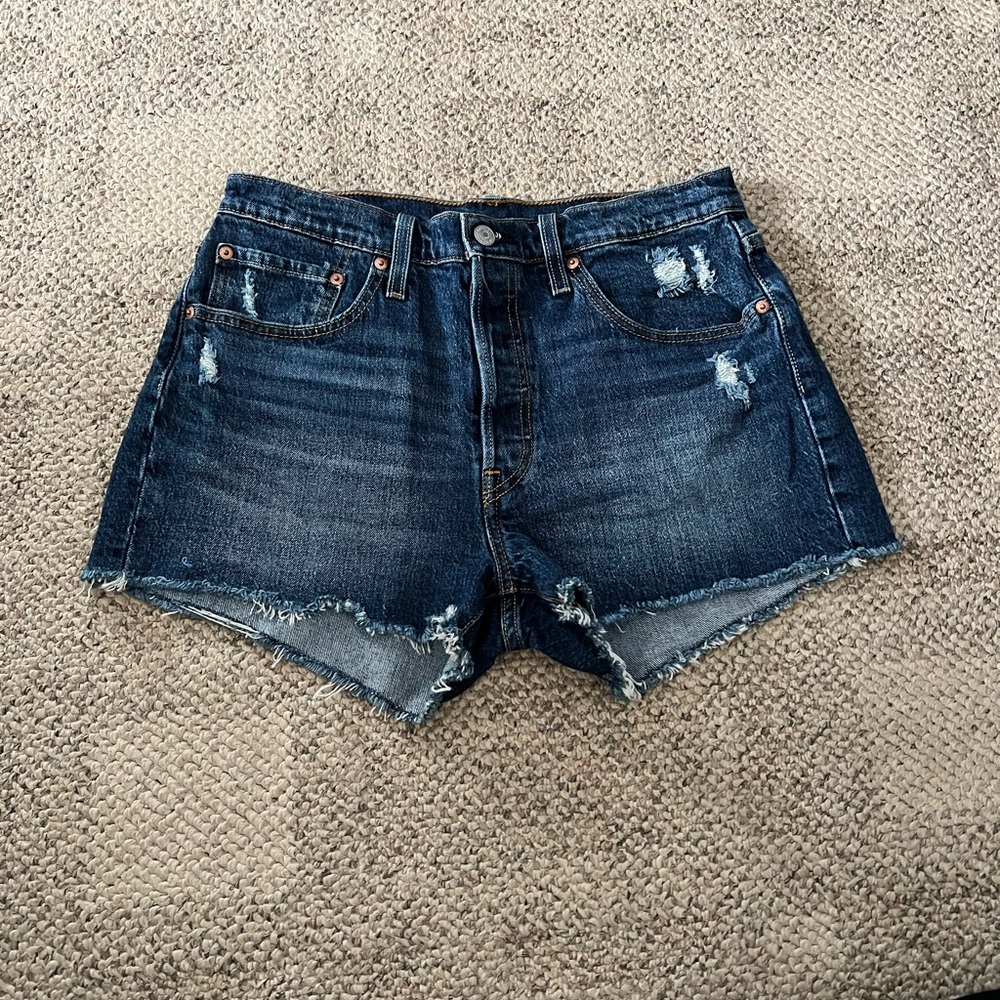 Levi's Blue Jean Shorts Distressed High-Waisted